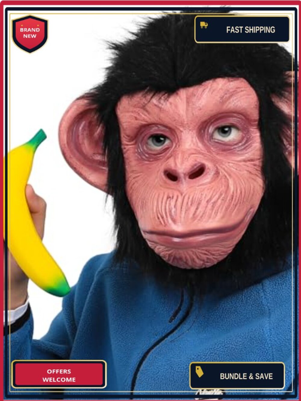 Latex Monkey Head Mask Adult Full Head Chimp Costume Accessory
